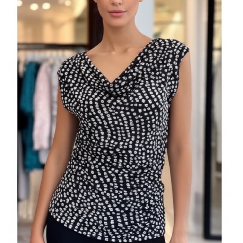 MEXX - Sheer Asymmetrical Collar Rushed Top - size M